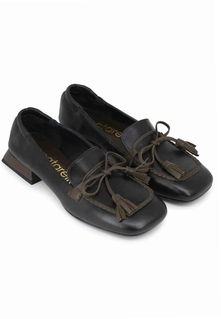 Spatarella Mocassini Donna In Pelle Nera Con Nappine