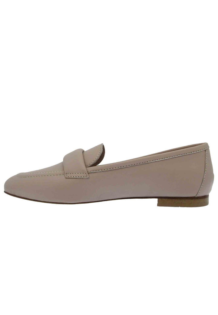 Spatarella Mocassini Donna In Pelle Nude Tacco Basso