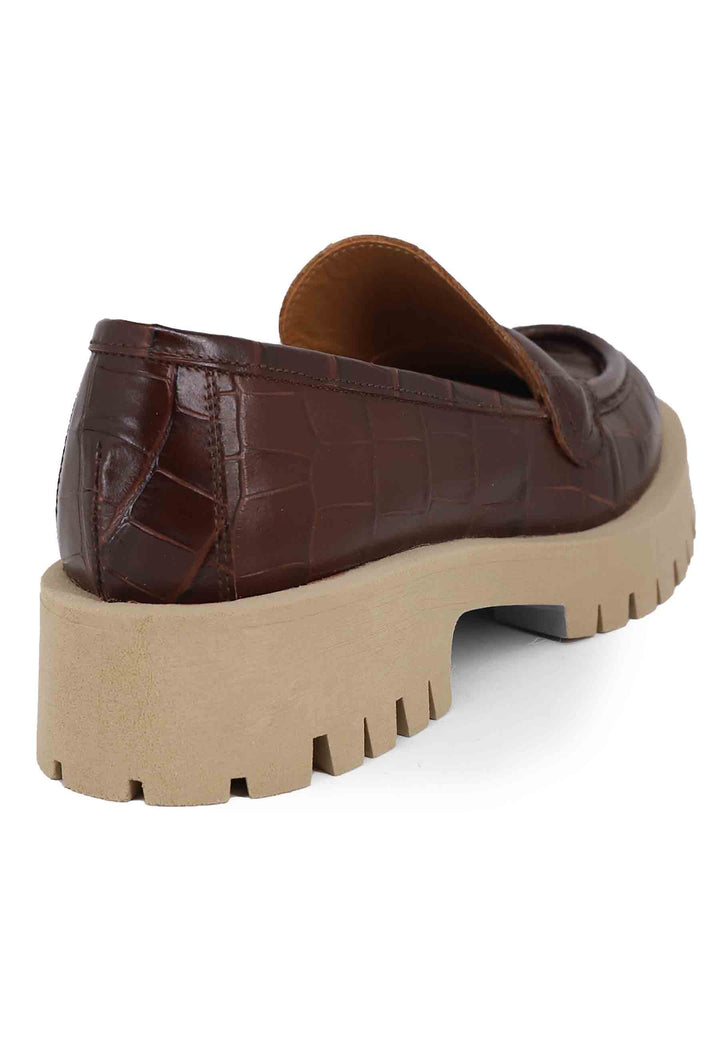 Spatarella Mocassini Donna In Pelle Stampata Testa Di Moro Con Suola In Gomma Carrarmato