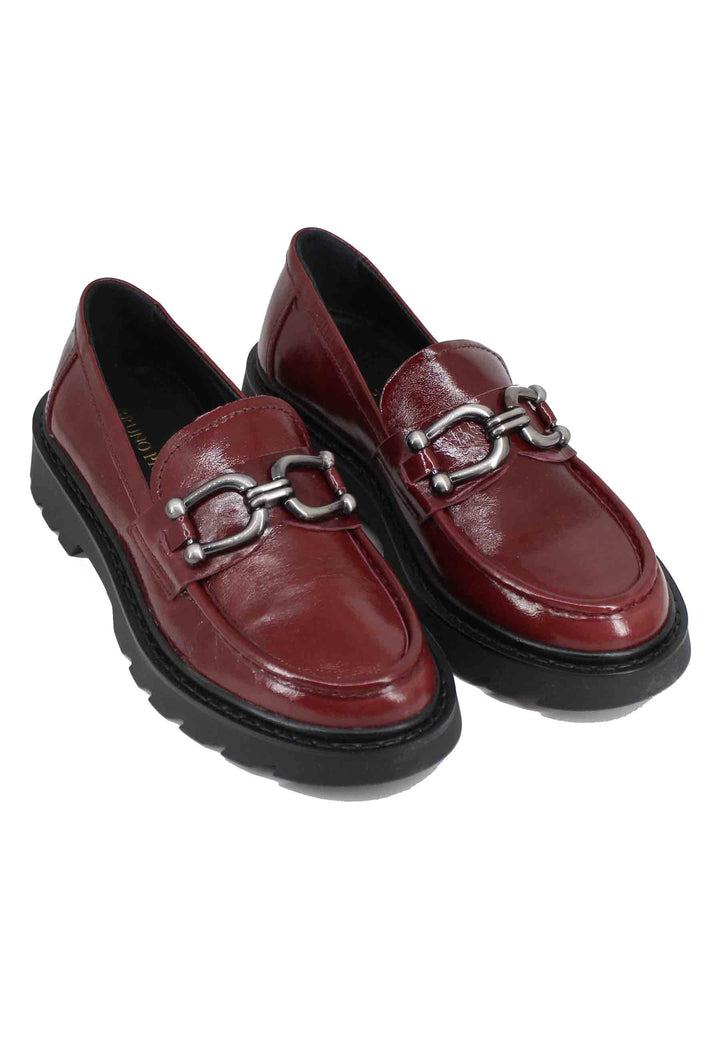Spatarella Mocassini Donna In Vernice Bordeaux Con Morsetto