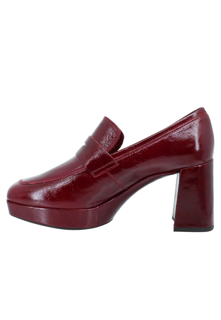 Spatarella Mocassini Donna In Vernice Bordeaux Con Tacco Alto E Plateau