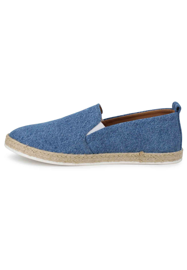 Spatarella Mocassini Espadrillas Uomo In Canvas Blu Denim