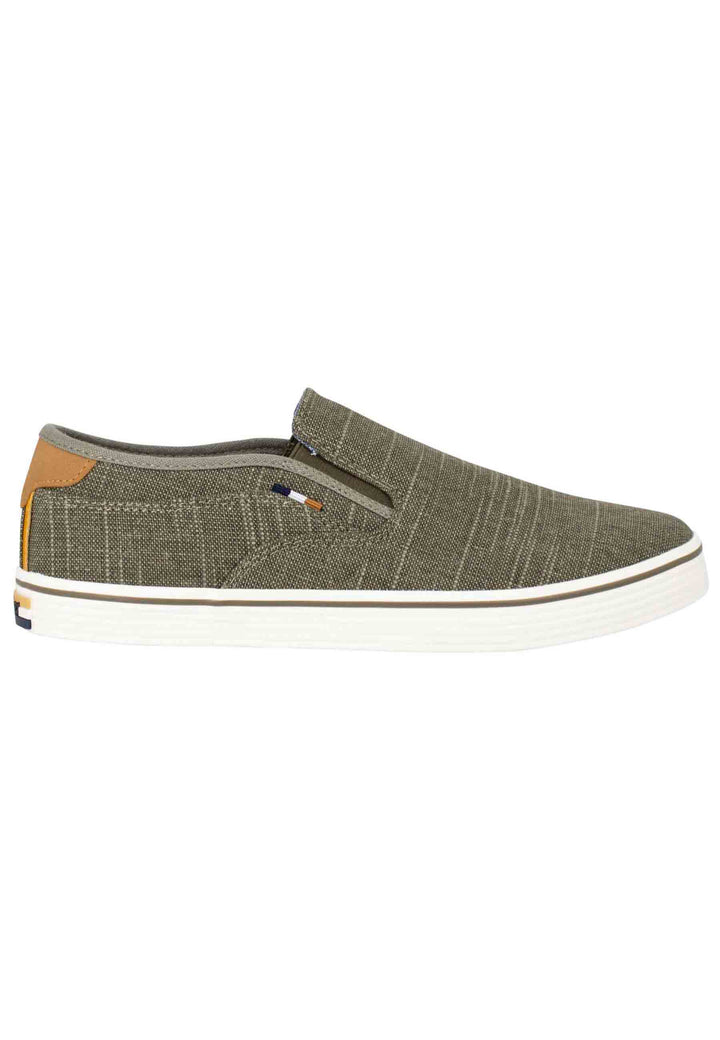 Spatarella Mocassini Uomo Calypso Slip On In Tessuto Verde Con Suola In Gomma