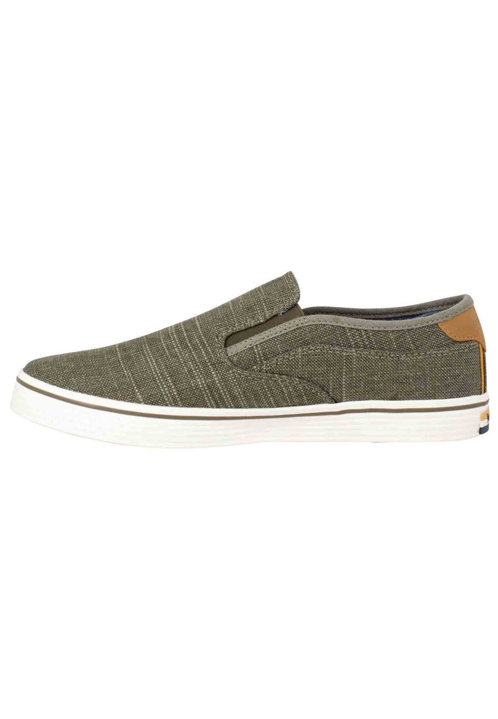 Spatarella Mocassini Uomo Calypso Slip On In Tessuto Verde Con Suola In Gomma