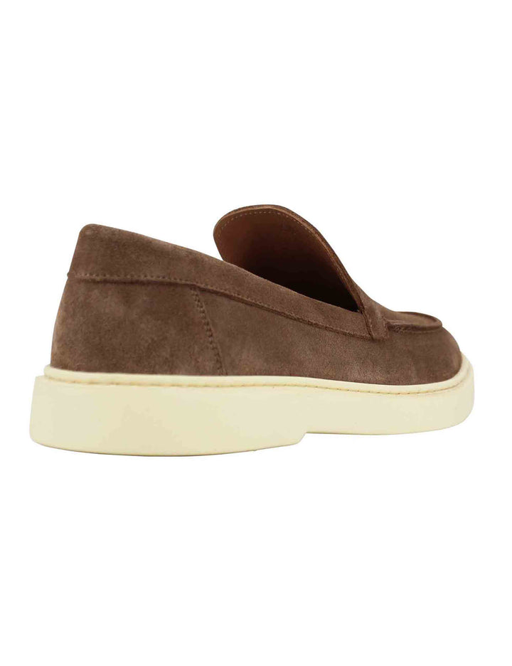 Spatarella Mocassini Uomo In Camoscio Cuoio Con Suola In Gomma Vintage