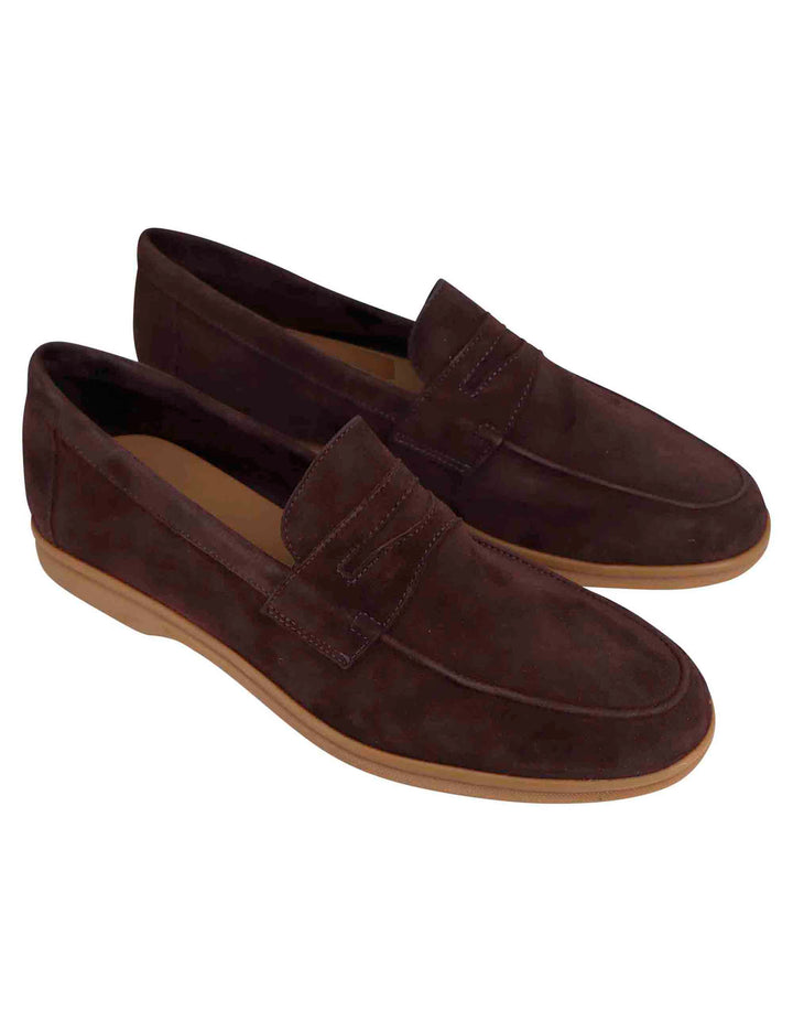 Spatarella Mocassini Uomo In Camoscio Testa Di Moro Con Suola In Gomma Leggera