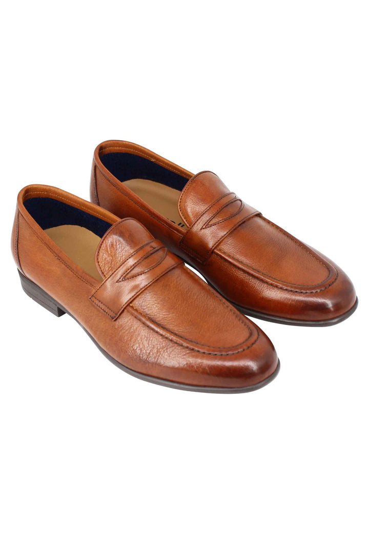 Spatarella Mocassini Uomo In Pelle Cuoio Con Suola In Gomma