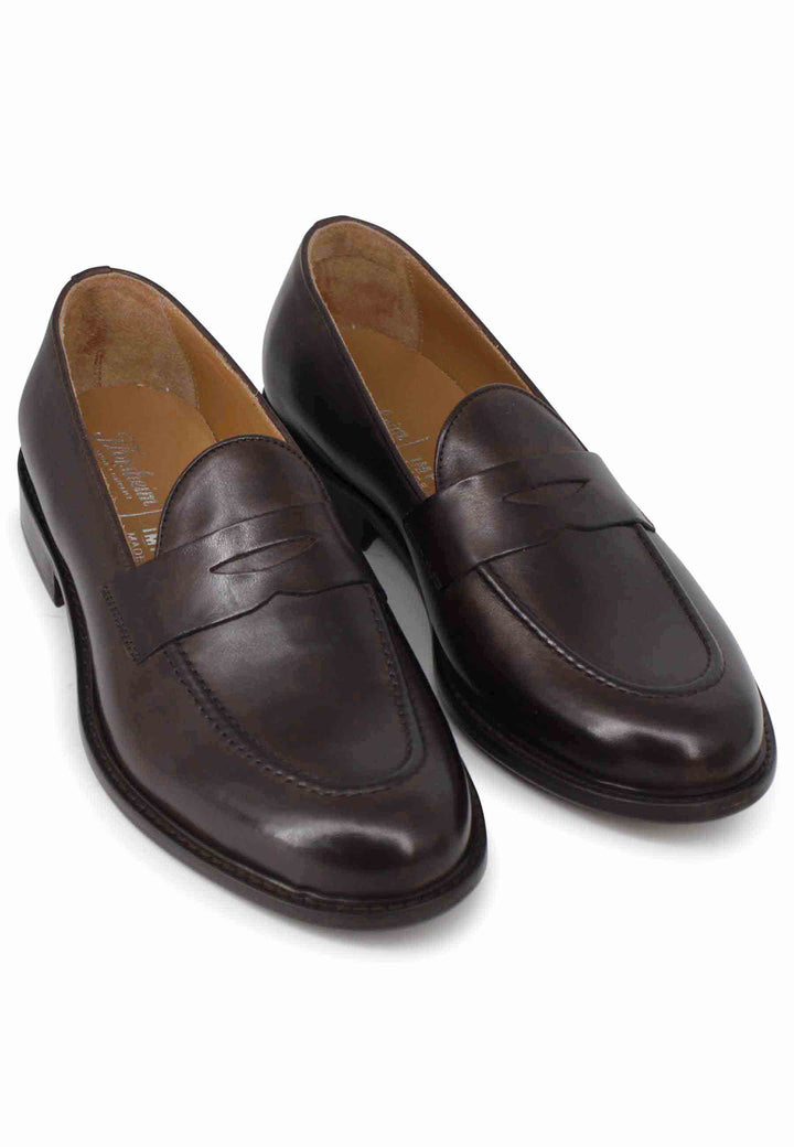 Spatarella Mocassini Uomo In Pelle Marrone Con Suola In Cuoio