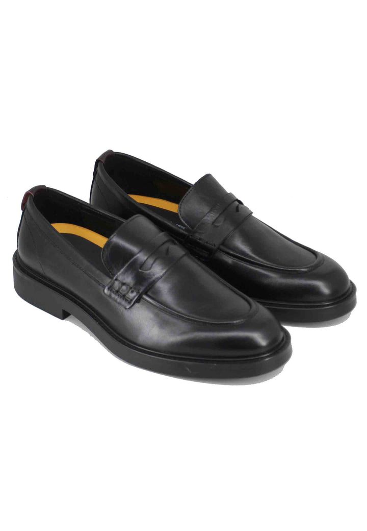 Spatarella Mocassini Uomo In Pelle Nera Con Suola In Gomma