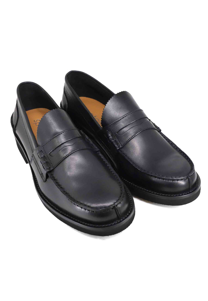 Spatarella Mocassini Uomo In Pelle Nera Con Suola In Gomma Extra Light