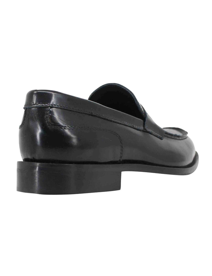 Spatarella Mocassini Uomo In Pelle Nera Lucida Con Suola In Cuoio Cucita