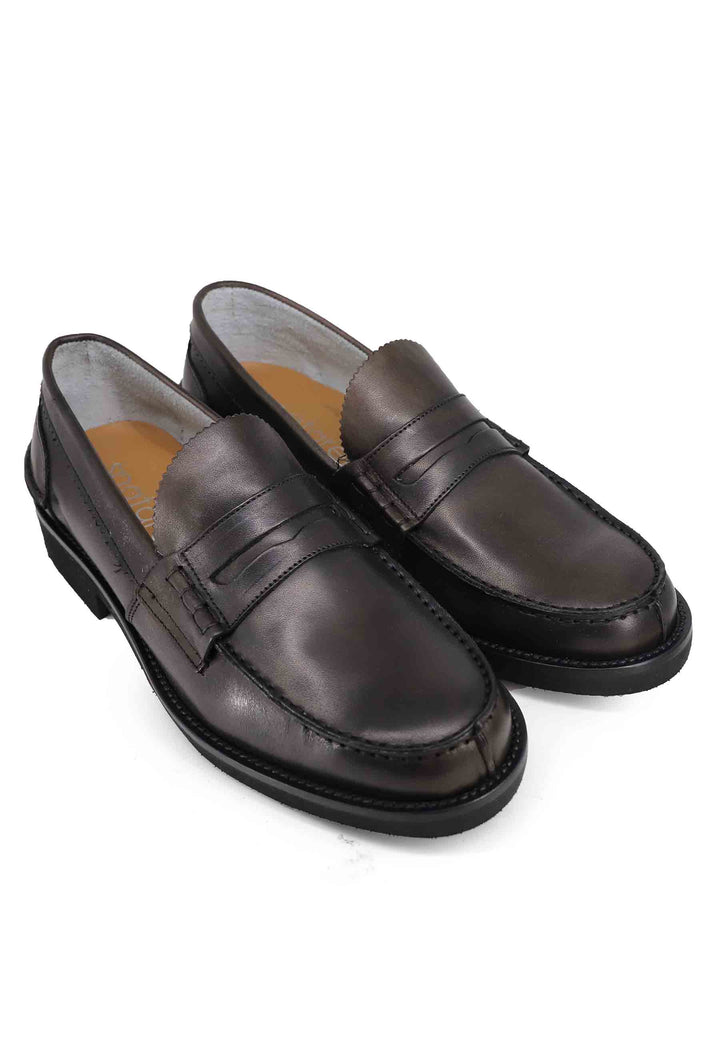 Spatarella Mocassini Uomo In Pelle Testa Di Moro Con Suola In Gomma Extra Light