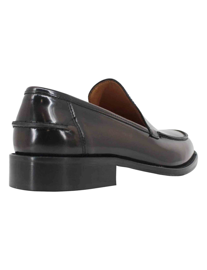 Spatarella Mocassini Uomo In Pelle Testa Di Moro Lucida Con Suola Cucita In Cuoio