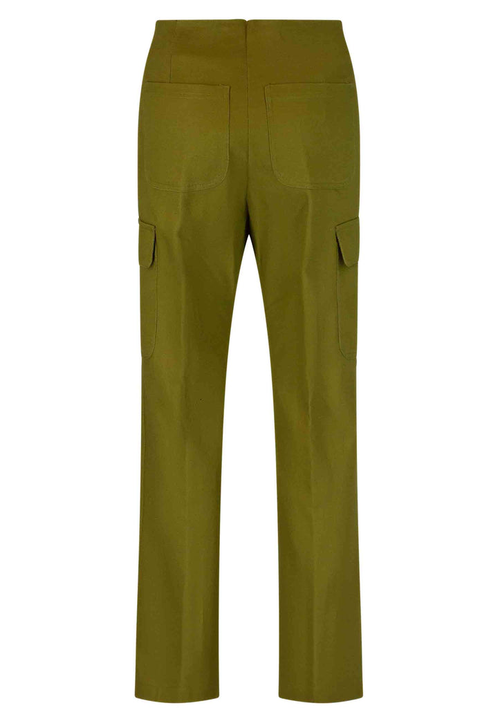 Spatarella Pantaloni Cargo Donna In Cotone Verde Con Tasche Laterali