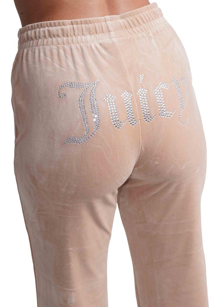 Spatarella Pantaloni Donna Diamond In Velluto Beige Con Strass