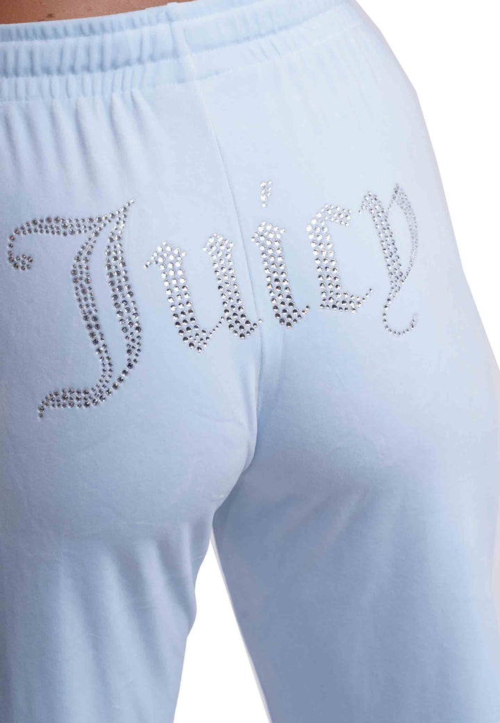 Spatarella Pantaloni Donna Diamond In Velluto Celeste Con Strass