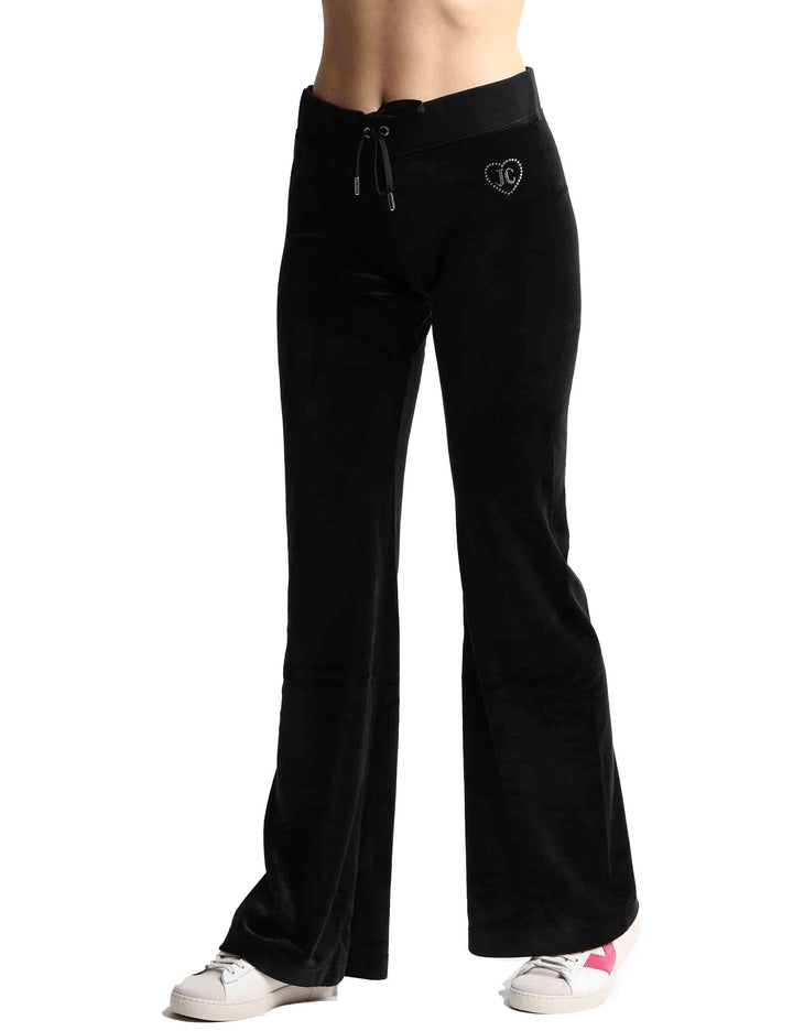 Spatarella Pantaloni Tuta Donna Rodeo Layla In Tessuto Nero Con Strass