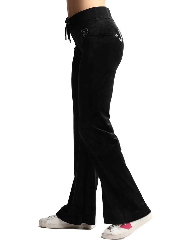 Spatarella Pantaloni Tuta Donna Rodeo Layla In Tessuto Nero Con Strass