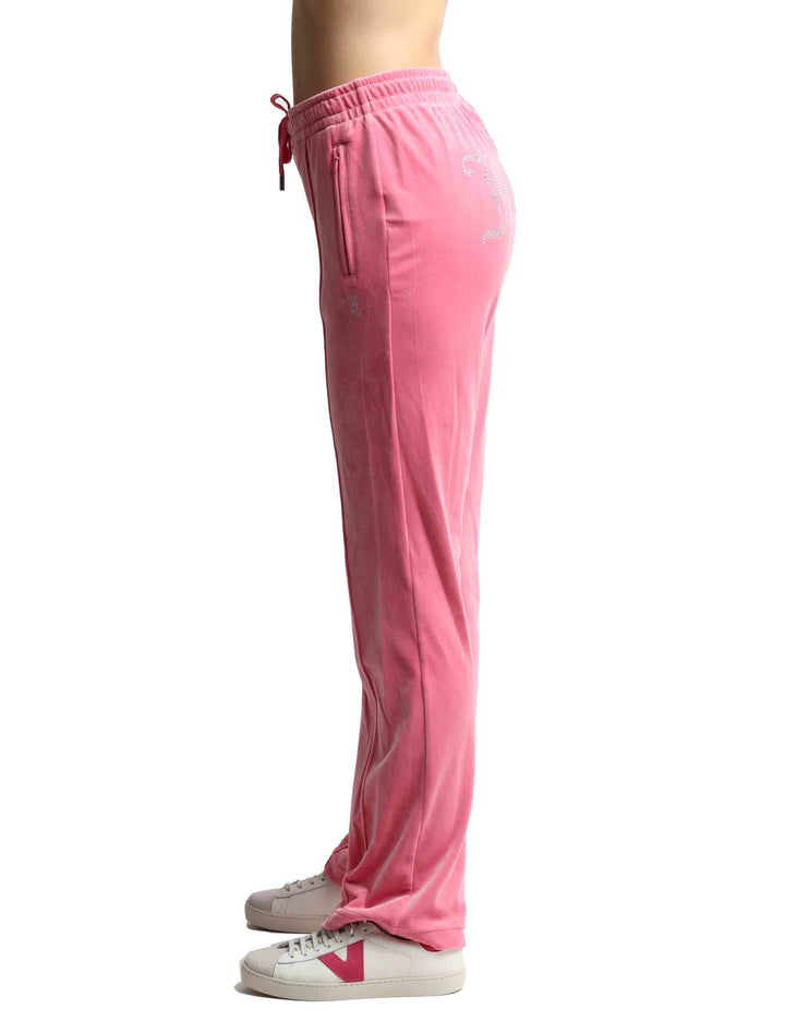 Spatarella Pantaloni Tuta Donna Tina In Tessuto Rosa Con Strass