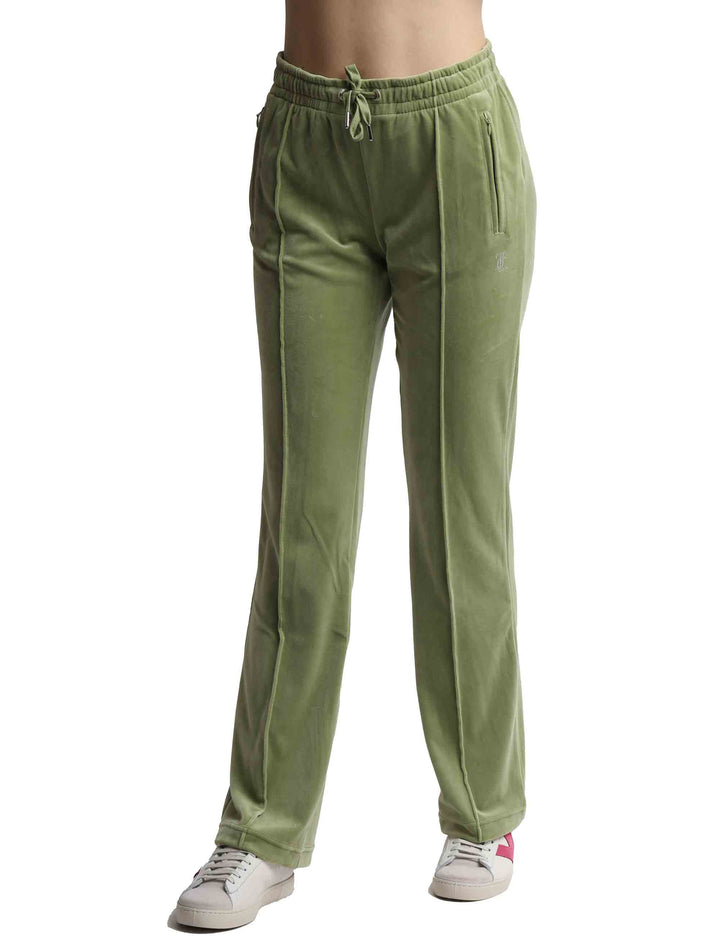 Spatarella Pantaloni Tuta Donna Tina In Tessuto Verde Con Strass