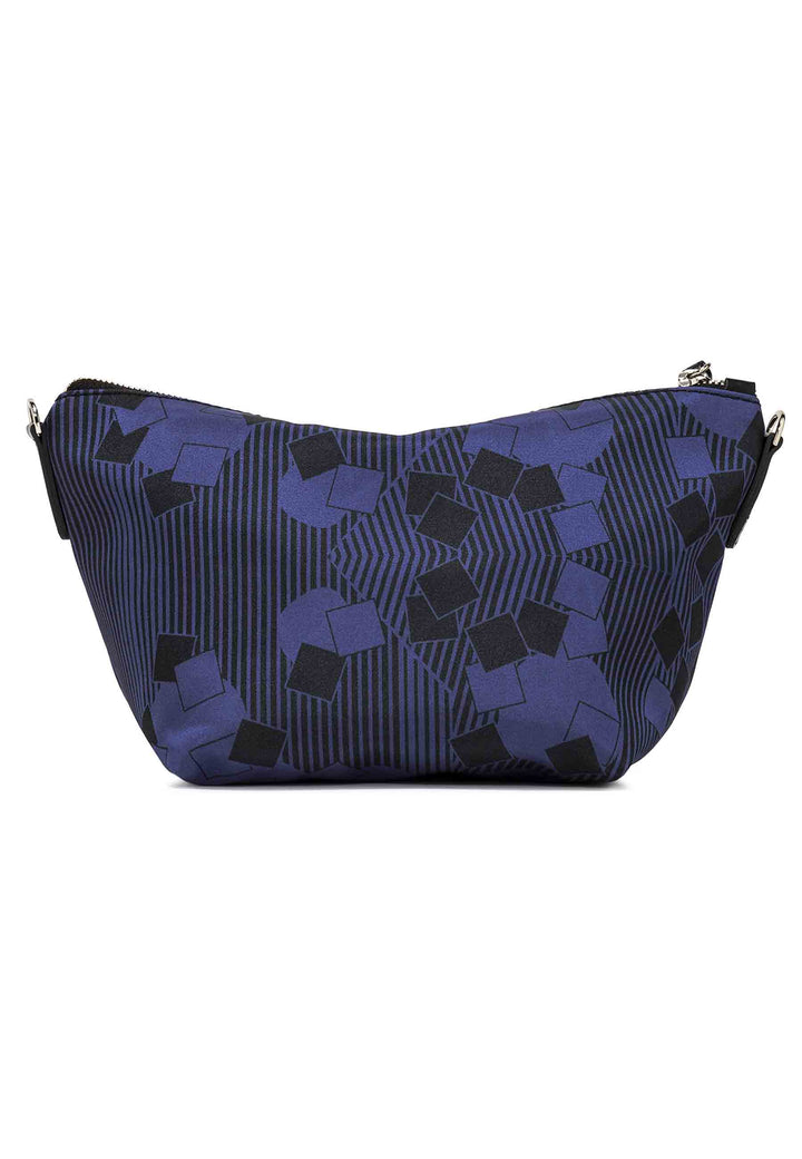 Spatarella Pochette Donna In Tessuto Fantasia Blu Con Manico E Tracolla In Pelle