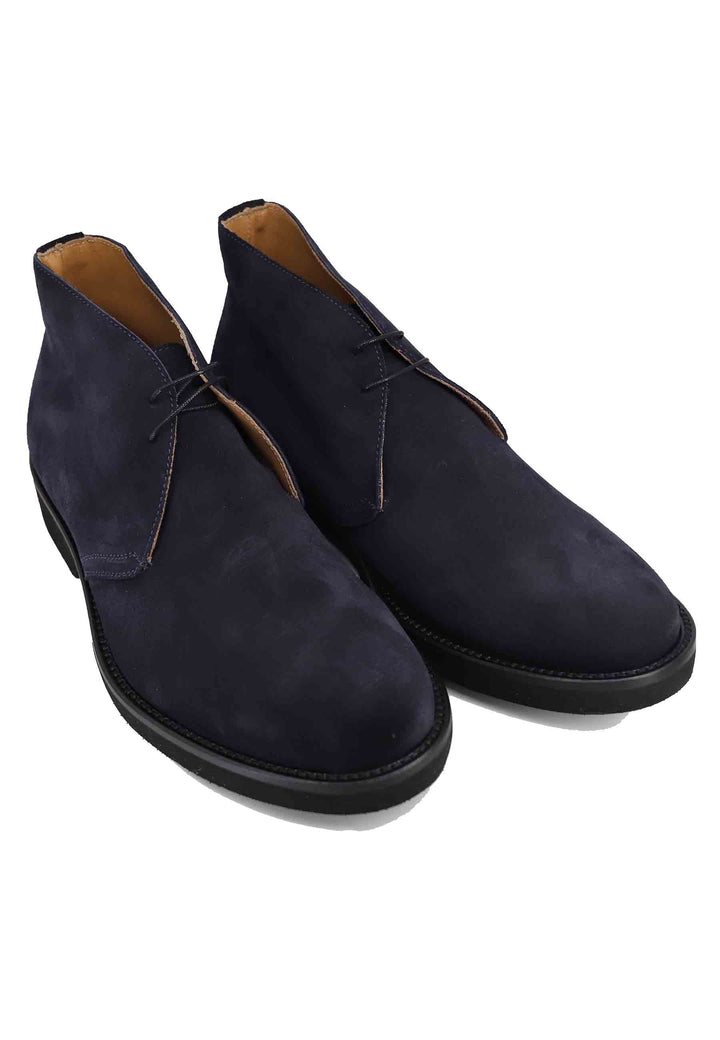 Spatarella Polacchine Uomo In Camoscio Blu Con Suola In Gomma Ultra Leggera