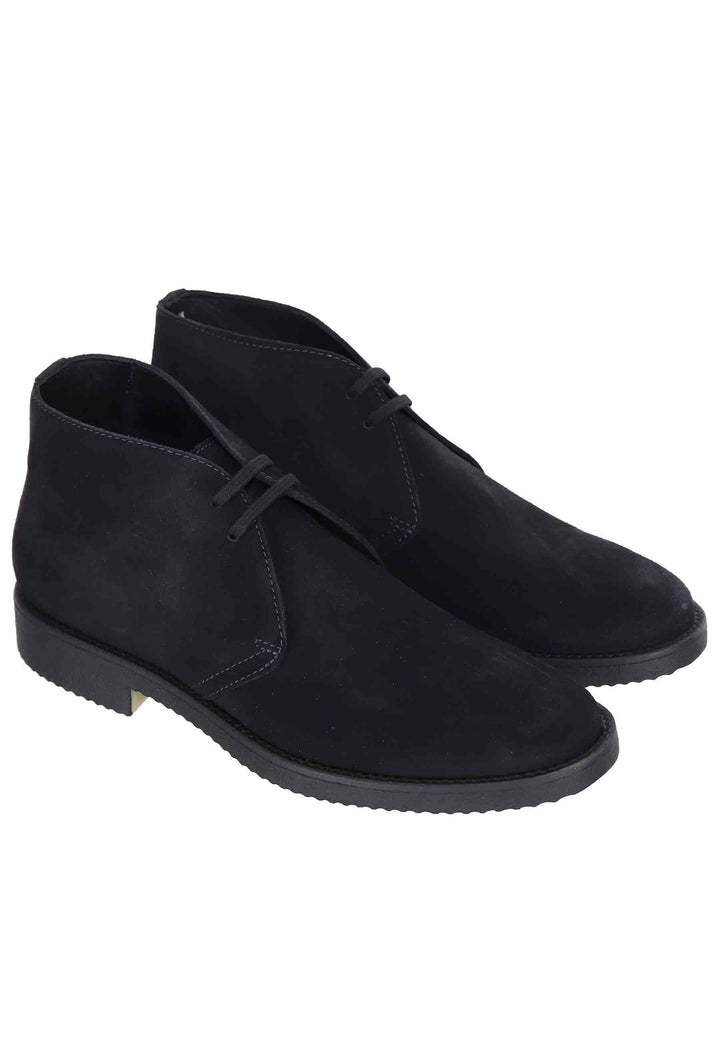 Spatarella Polacchine Uomo In Camoscio Blu Con Suola In Para