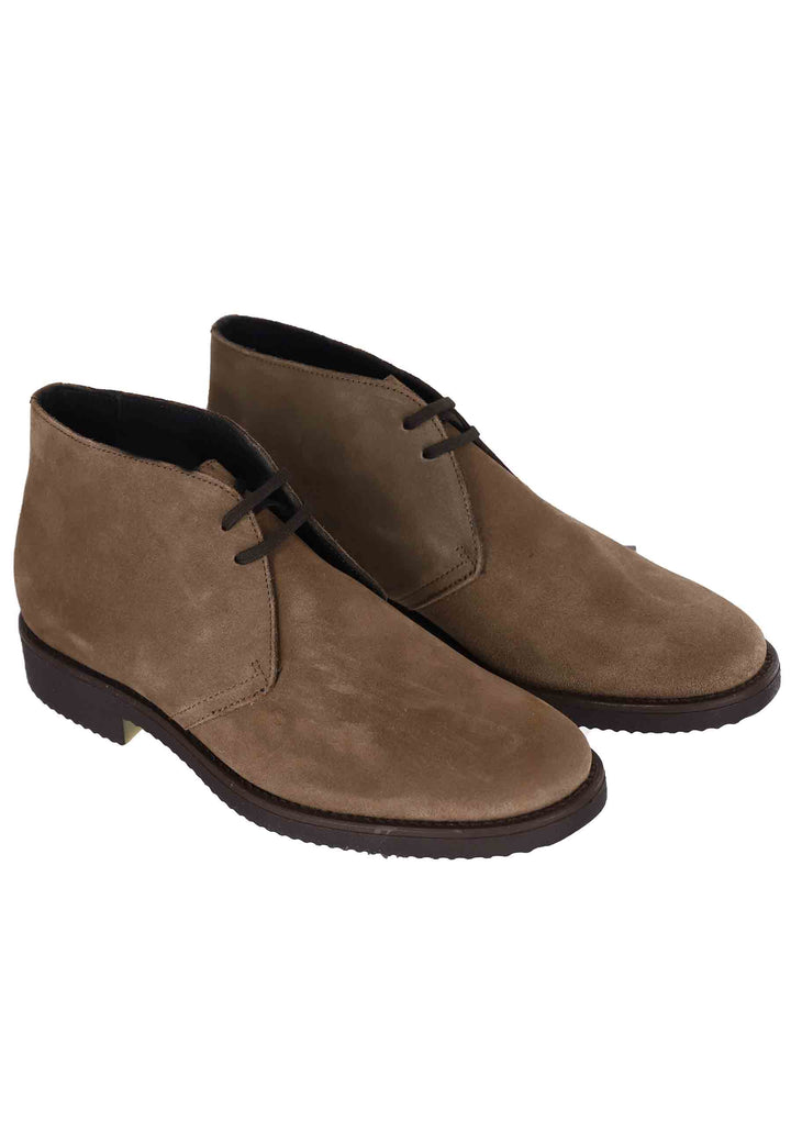 Spatarella Polacchine Uomo In Camoscio Taupe Con Suola In Para