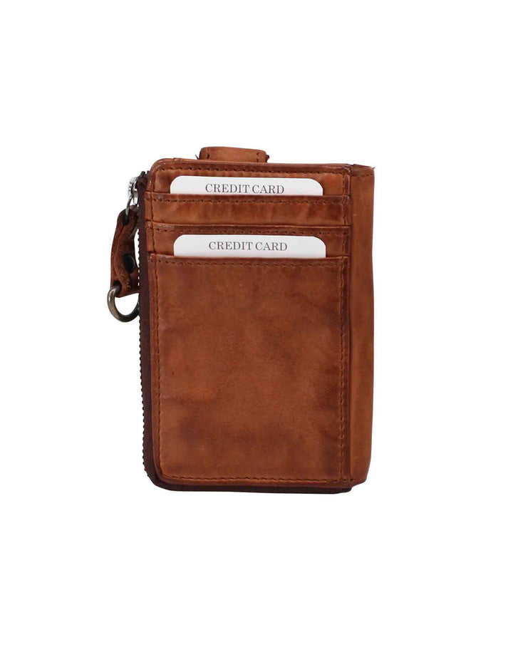 Spatarella Portacarte Uomo Con Zip In Pelle Vintage Cuoio