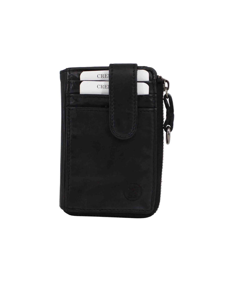 Spatarella Portacarte Uomo Con Zip In Pelle Vintage Nero