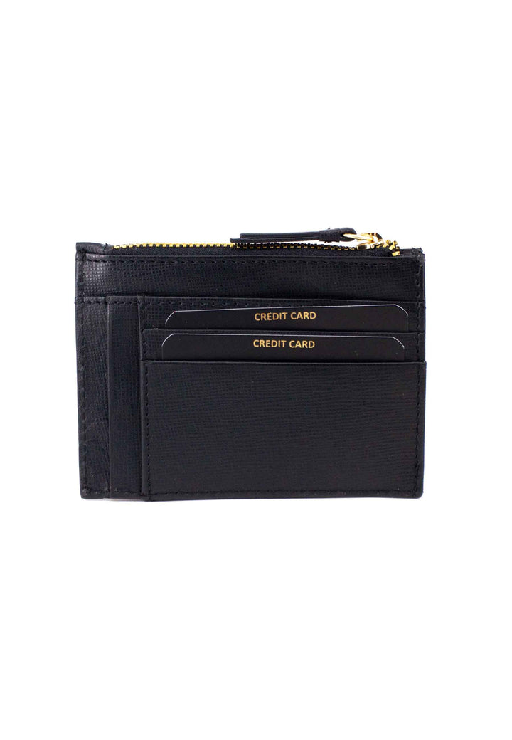 Spatarella Portafoglio Uomo Con Zip In Pelle Saffiano Nera