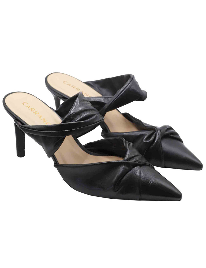 Spatarella Sabot Donna In Pelle Nera Con Fascia Sul Collo Piede E Punta A Punta