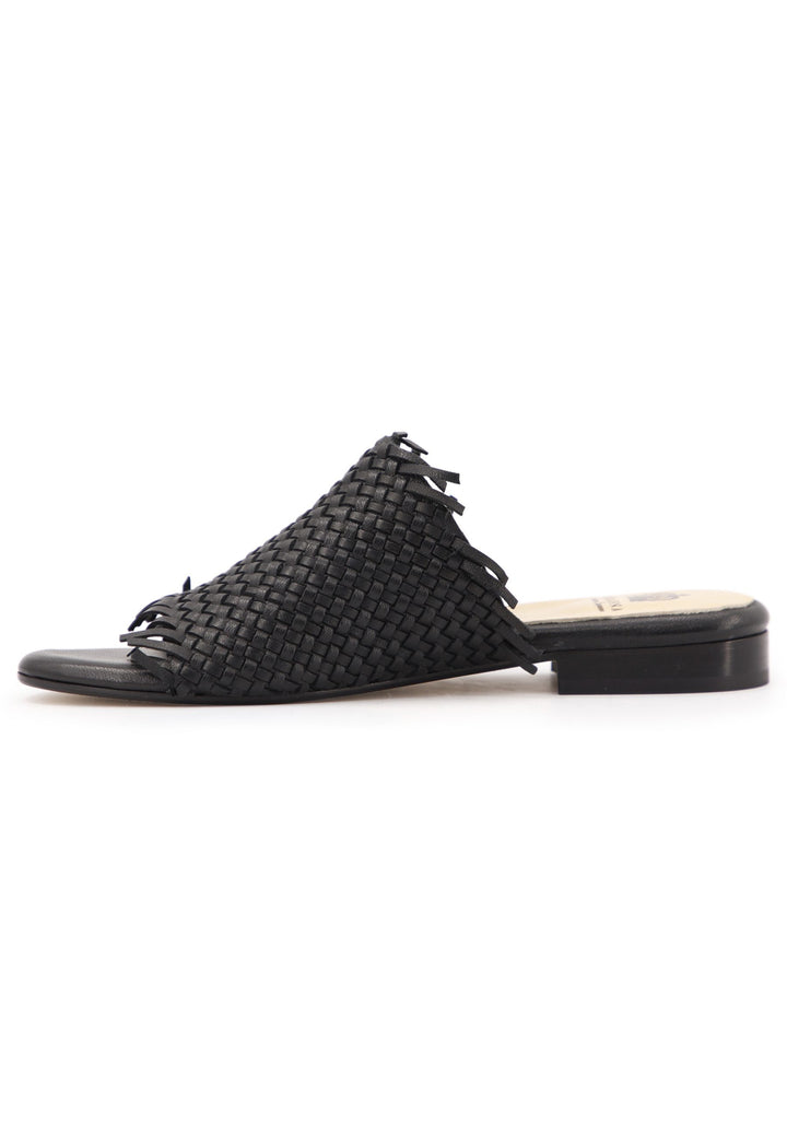 Spatarella Sandali Bassi Donna In Pelle Intrecciata Nera