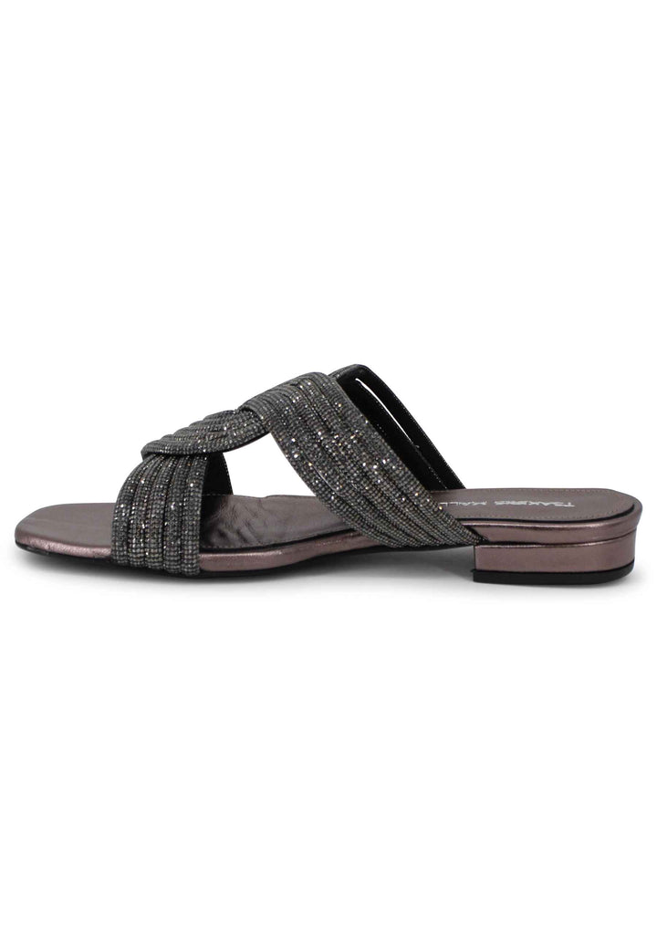 Spatarella Sandali Bassi Donna In Tessuto Nero Laminato