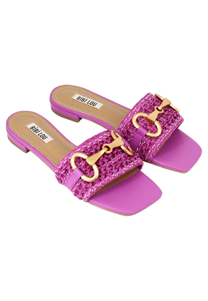 Spatarella Sandali Donna Edna In Pelle Viola Con Morsetto E Tacco Basso