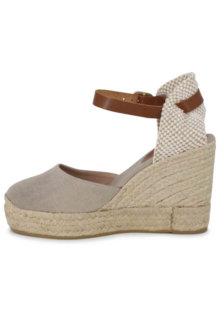 Spatarella Sandali Donna Espadrillas In Canapa Beige Con Cinturino In Pelle