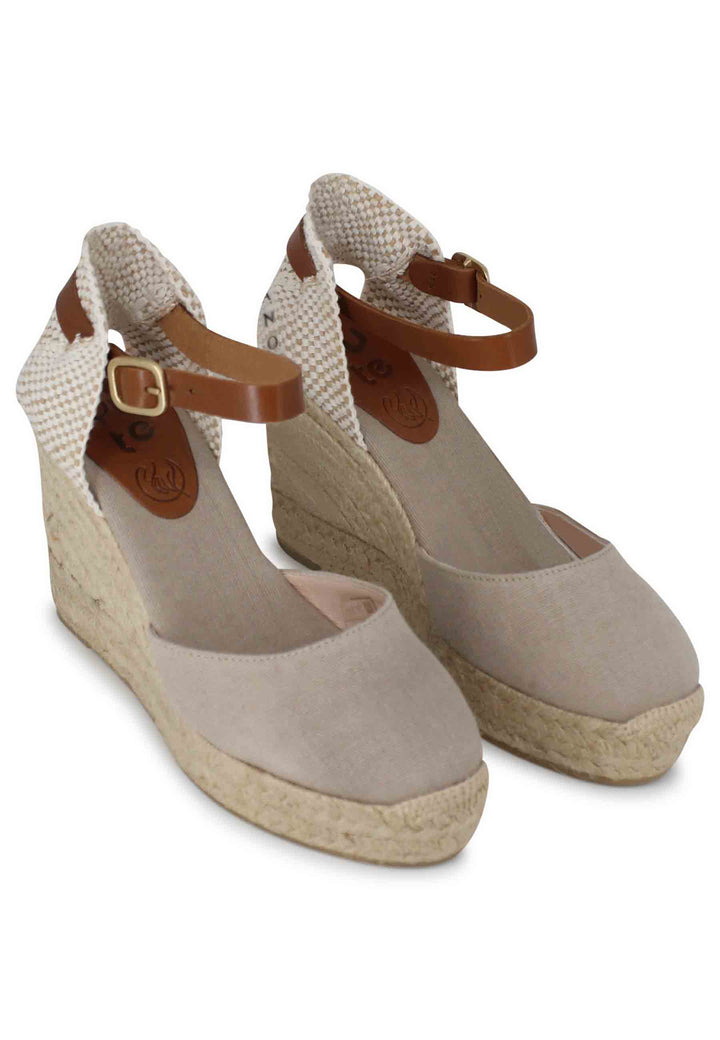 Spatarella Sandali Donna Espadrillas In Canapa Beige Con Cinturino In Pelle