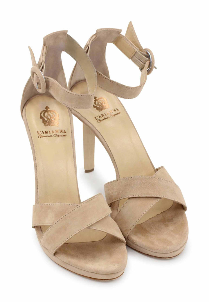 Spatarella Sandali Donna In Camoscio Nude Con Tacco Alto E Cinturino Alla Caviglia