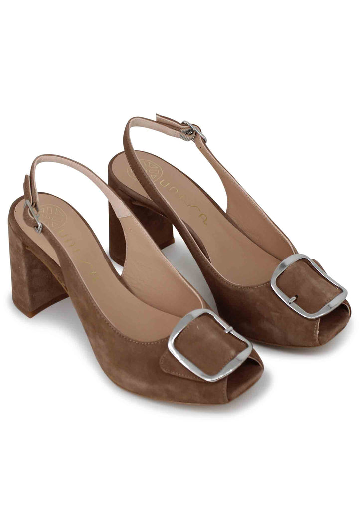 Spatarella Sandali Donna In Camoscio Taupe Con Fibbia