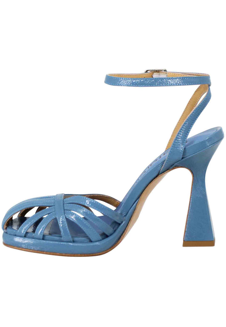 Spatarella Sandali Donna In Naplack Blu Con Cinturino Alla Caviglia Tacco Alto E Plateau