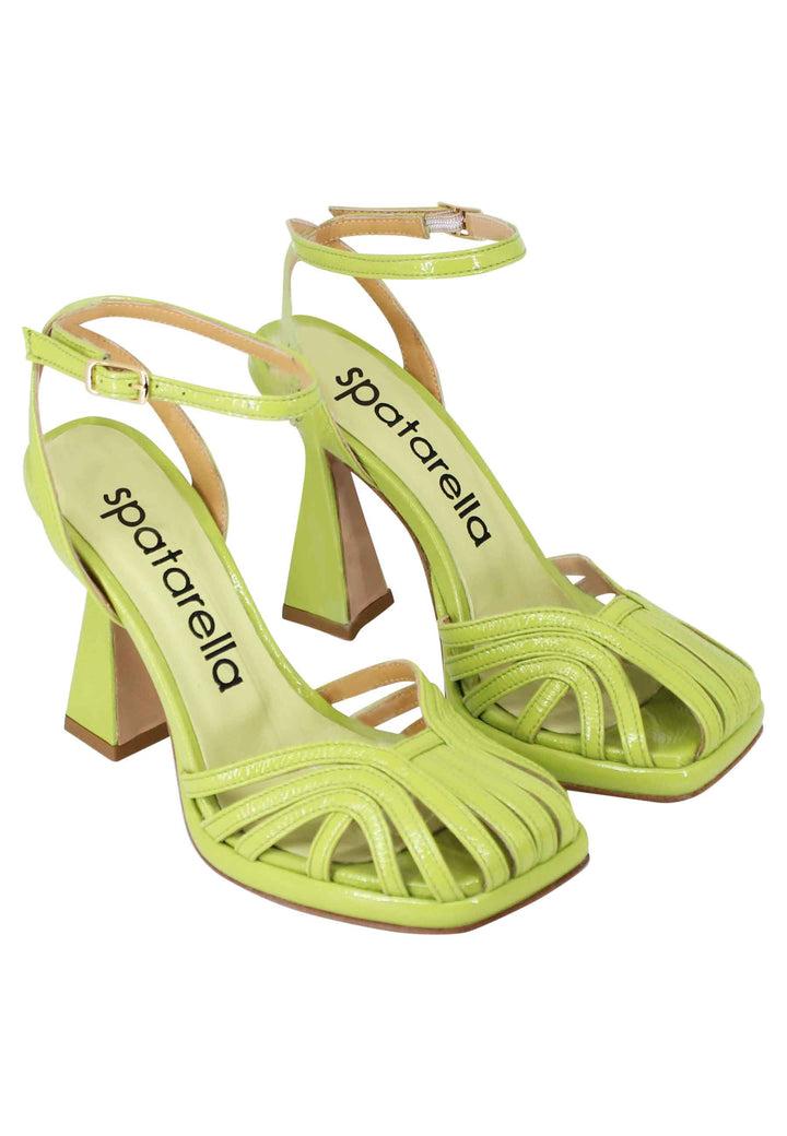 Spatarella Sandali Donna In Naplack Verde Acido Con Cinturino Alla Caviglia Tacco Alto E Plateau