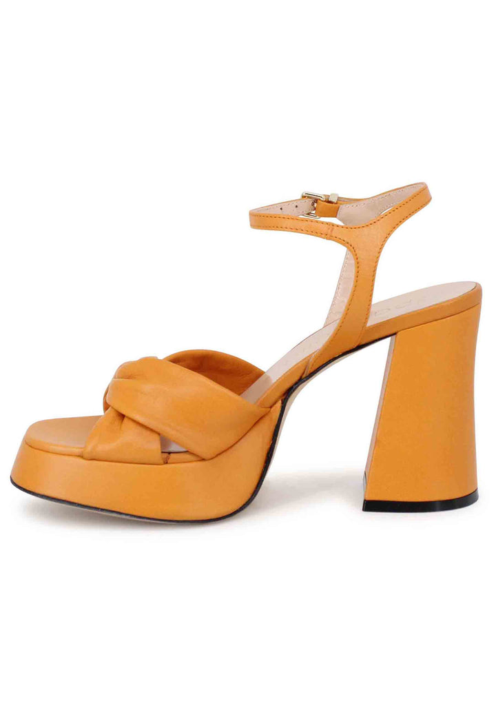 Spatarella Sandali Donna In Pelle Arancione Con Tacco Alto Plateau E Cinturino Alla Caviglia