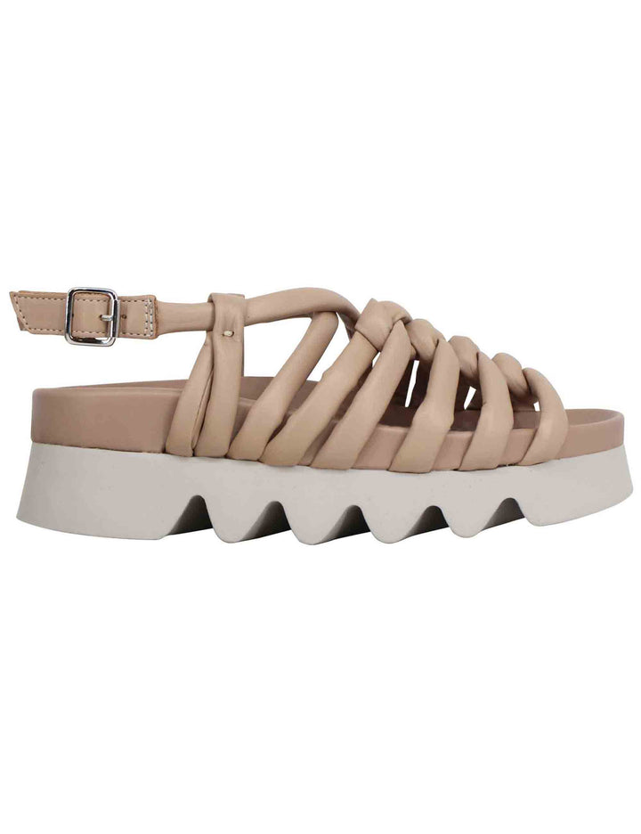 Spatarella Sandali Donna In Pelle Beige Con Cinturini E Suola Carrarmato