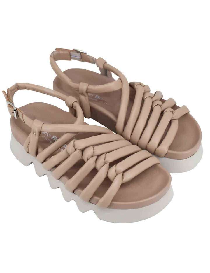 Spatarella Sandali Donna In Pelle Beige Con Cinturini E Suola Carrarmato