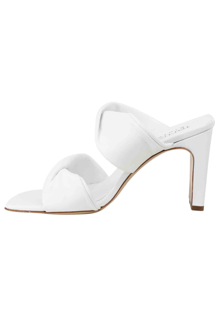 Spatarella Sandali Donna In Pelle Bianca A Doppia Fascia Con Tacco Alto E Punta Quadra