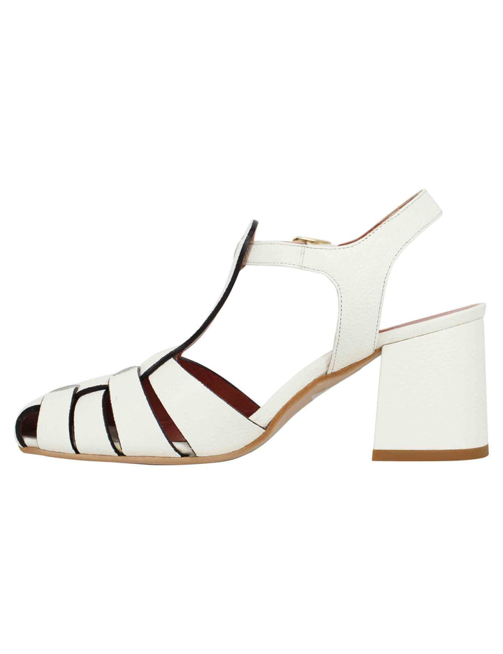 Spatarella Sandali Donna In Pelle Bianca Con Cinturino Alla Caviglia E Punta Chiusa