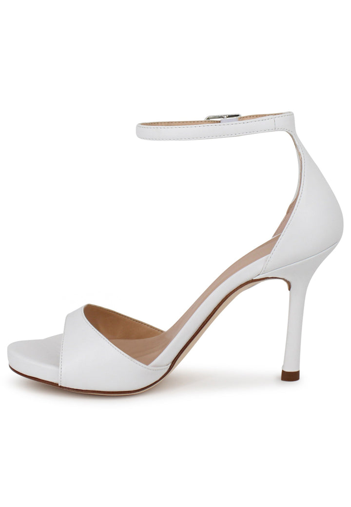 Spatarella Sandali Donna In Pelle Bianca Con Tacco Alto E Cinturino Alla Caviglia