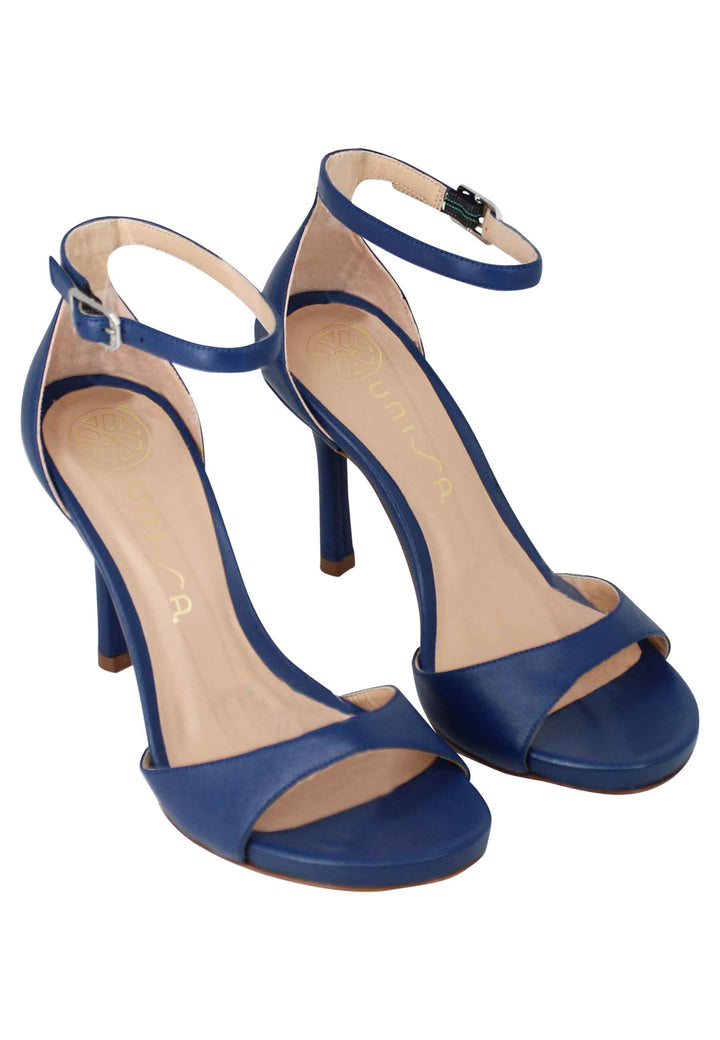 Spatarella Sandali Donna In Pelle Blu Con Tacco Alto E Cinturino Alla Caviglia
