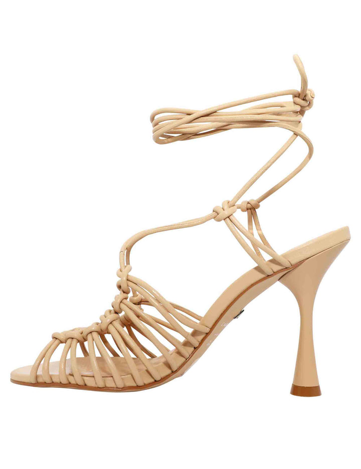 Spatarella Sandali Donna In Pelle Camel Con Fascette E Cinturini E Tacco Alto
