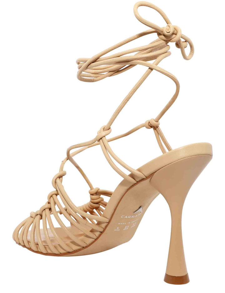 Spatarella Sandali Donna In Pelle Camel Con Fascette E Cinturini E Tacco Alto